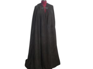 XL Black Suede Long Hooded Cloak