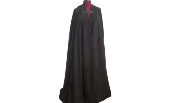 XL Black Suede Long Hooded Cloak