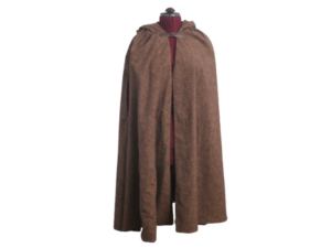 Brown Vine Patterned Short Hooded Cloak