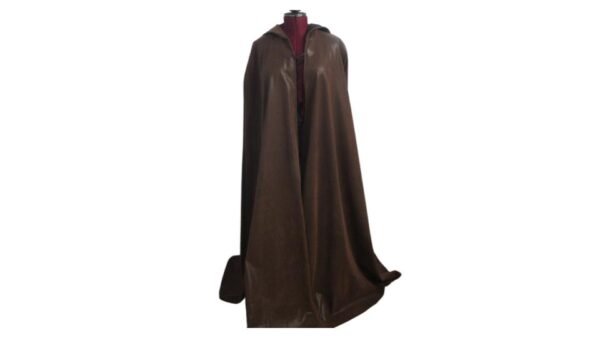 XL Brown Leather Long Hooded Cloak