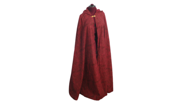 Red Gold Speckled Long Hooded Cloak