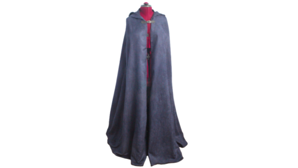 Navy Micro Suede Long Hooded Cloak