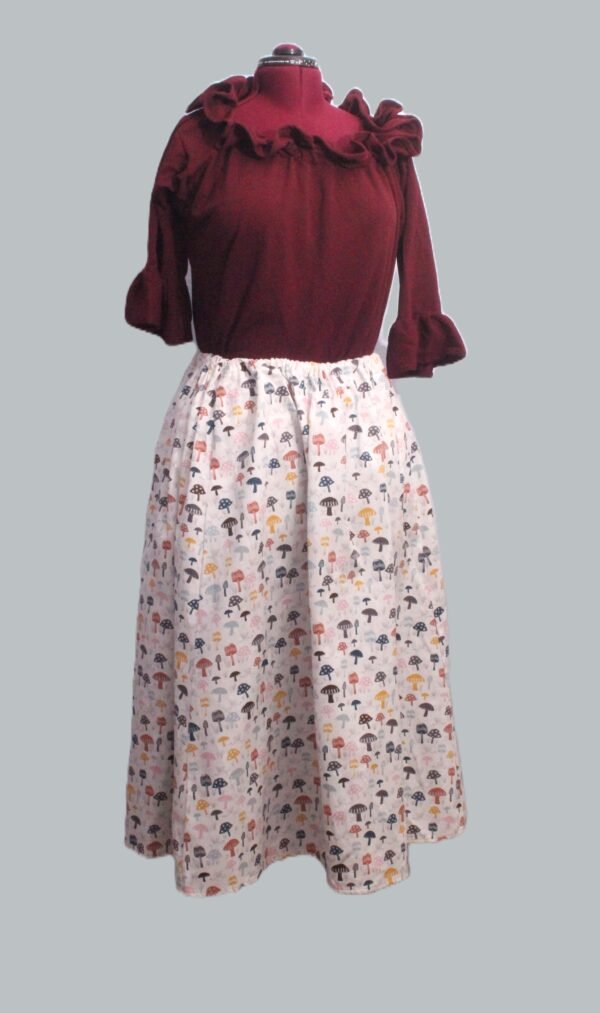 Mushroom Long Skirt with Pockets