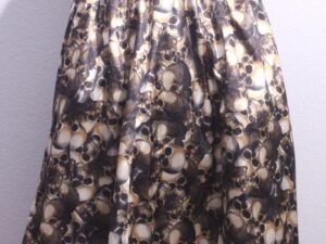 Satin Skulls Midi Skirt with Pockets